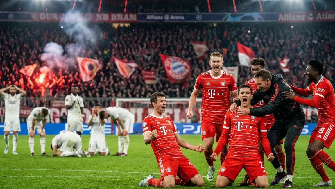انهيار ملكي.. بايرن ميونخ يصعق ريال مدريد بـ نتيجة 4-3 اهداف ويتأهل لنصف نهائي دوري الأبطال