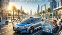 مركبة أجرة ذاتية القيادة تتجول في أحد شوارع دبي الذكية
