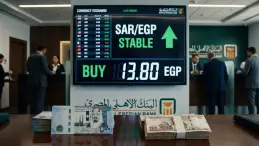 شاشة أسعار العملات توضح استقرار سعر الريال السعودي