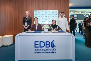 Fujairah Chamber and Emirates Development Bank officials signing a memorandum