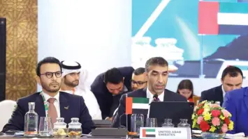 وزير التجارة الخارجية الإماراتي ثاني بن أحمد الزيودي خلال اجتماع بريكس