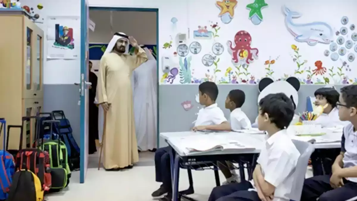 Mohammed bin Rashid at an Emirati school