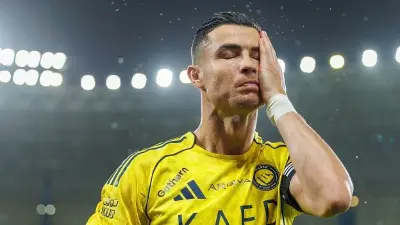كريستيانو رونالدو يحتفل بأحد أهدافه مع فريق النصر