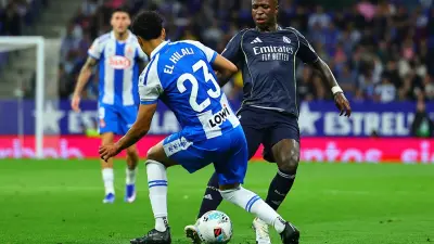 Vinicius Junior celebrating a goal against Espanyol