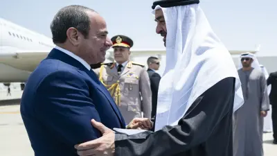 Egyptian President Abdel Fattah el-Sisi meeting with UAE President Sheikh Mohammed bin Zayed Al Nahyan