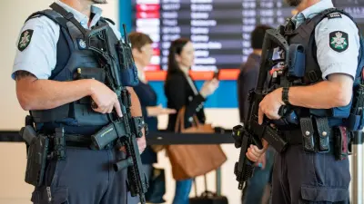 Australian police inside the airport
