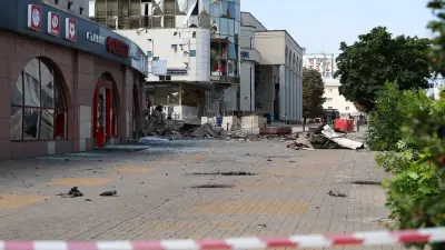 Damaged infrastructure following drone strikes in Russia