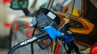 Gas station with falling fuel prices