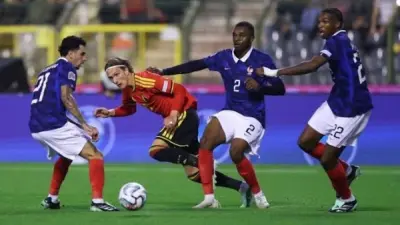 منتخبا فرنسا وبلجيكا في سياق مباراة بدوري الأمم الأوروبية