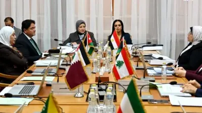 وزيرة التضامن الاجتماعي مايا مرسي خلال اجتماع المكتب التنفيذي لمجلس وزراء الشؤون الاجتماعية العرب