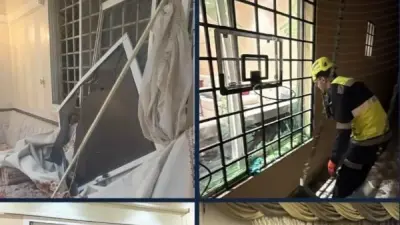 أضرار بالنوافذ جراء سقوط شظايا صاروخية في الرياض
