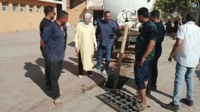 أعمال إصلاح شبكة الصرف الصحي بمدرسة الدكتورة سميرة موسى في ميت نما