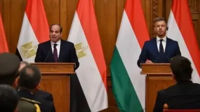 الرئيس عبد الفتاح السيسي ورئيس الوزراء المجري بيتر ماجيار خلال مؤتمر صحفي مشترك