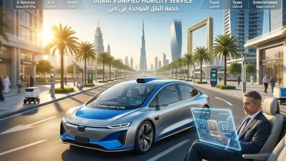مركبة أجرة ذاتية القيادة تتجول في أحد شوارع دبي الذكية