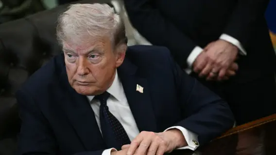 Donald Trump speaking at a press conference
