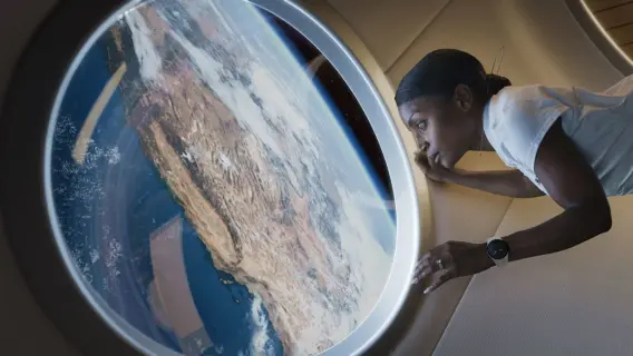 A futuristic wristwatch designed for outer space exploration