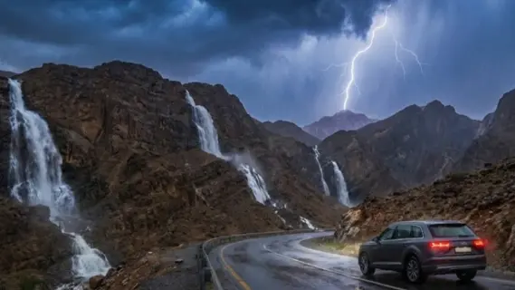Watch: Rare 'Desert Waterfalls' Erupt in Jebel Jais as Storms Hit UAE