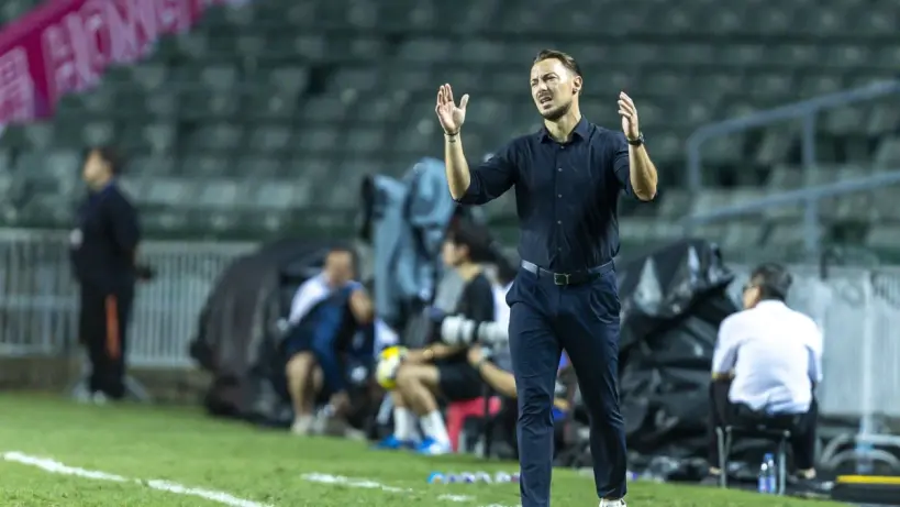 Matthias Jaissle looks concerned during a football match