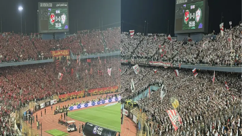 مباراة كرة قدم بين الأهلي والزمالك مع حضور جماهيري كبير