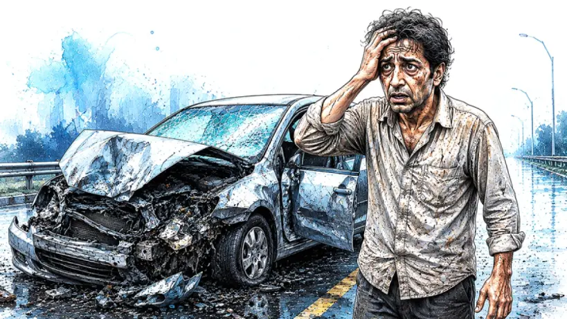 مركبة تالفة على الطريق