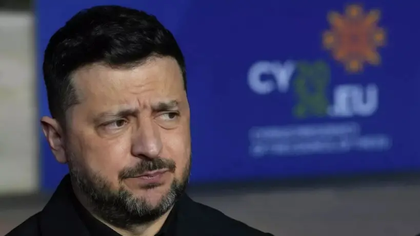 الرئيس الأوكراني فلاديمير زيلينسكي خلال مؤتمر صحفي