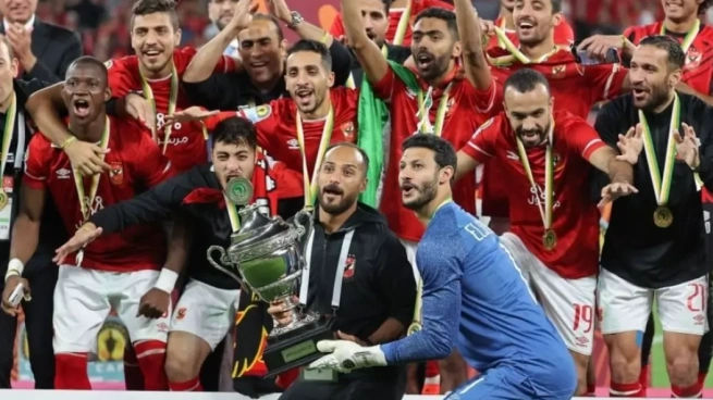 احتفال لاعبي الأهلي